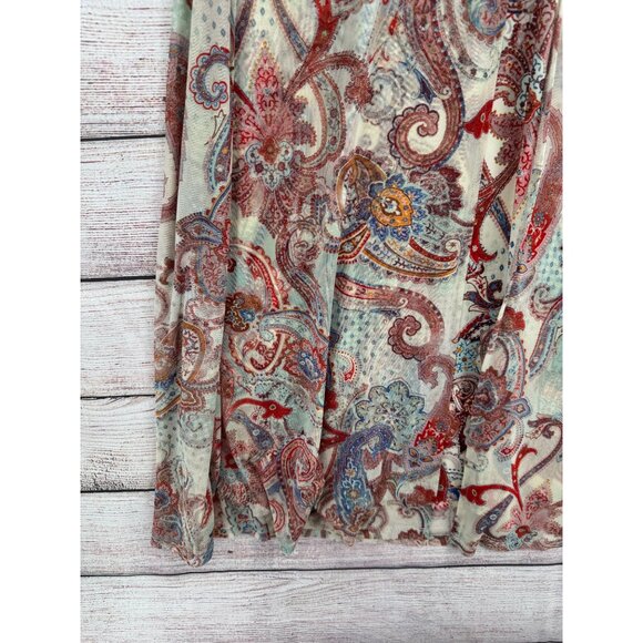 Attitudes by Renee Paisley Print Sleeveless Maxi Dress Women's M Cream/Red/Blue - Picture 5 of 11